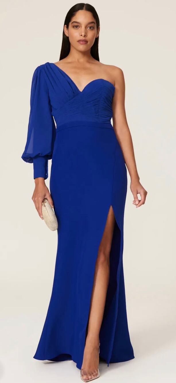 Elle Zeitoune Blue Charles One Shoulder Gown M EUC